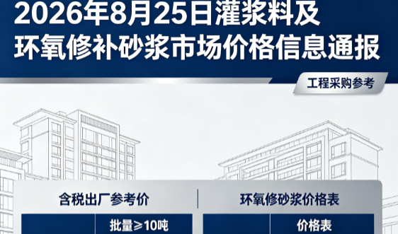 邵东2026年8月25日灌浆料及环氧修补砂浆市场价格信息通报